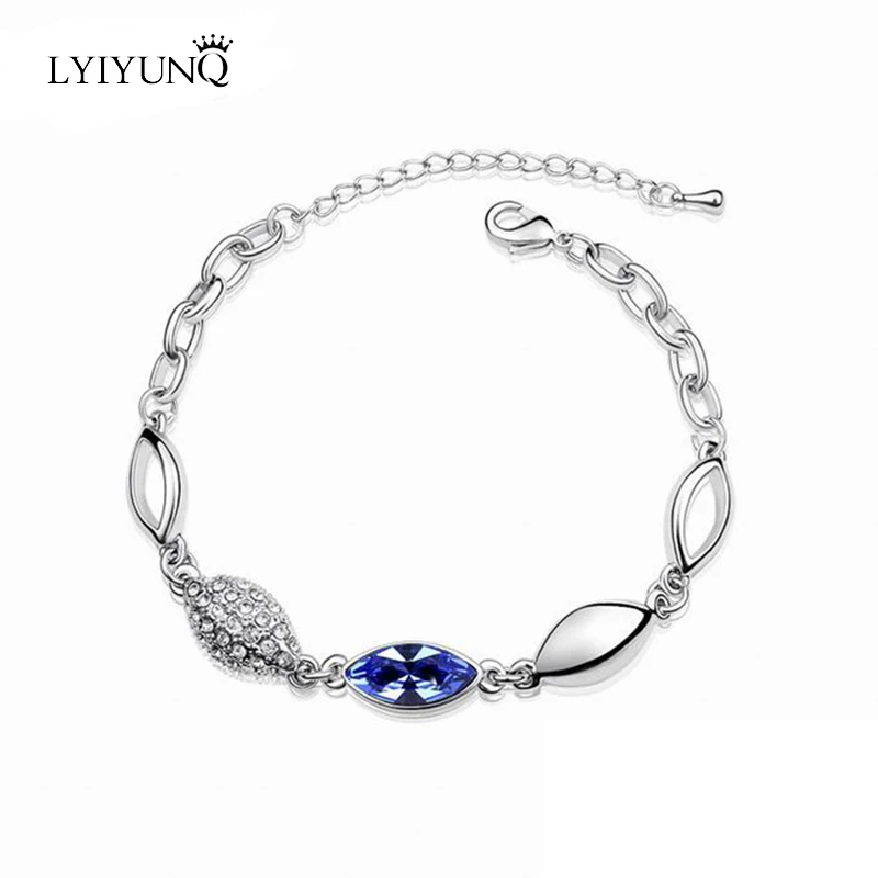 

LYIYUNQ High Quality Crystal Bracelet Romantic Rhinestone Wedding Jewelry Fashion Silver-Color Bracelets For Women