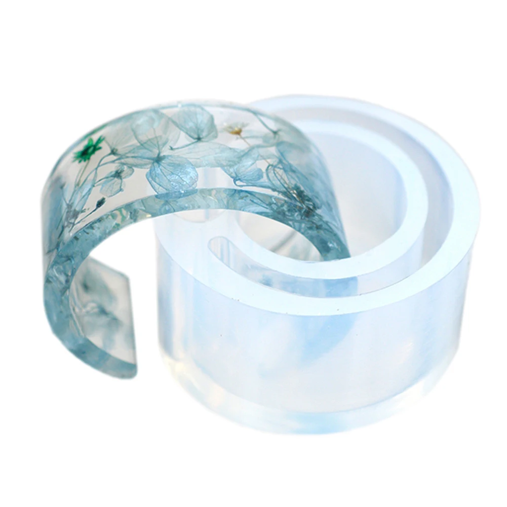 C-образный браслет плесень цветок браслет ручной работы полный прозрачный силиконовый полуоткрывающийся браслет Diy бетонная форма