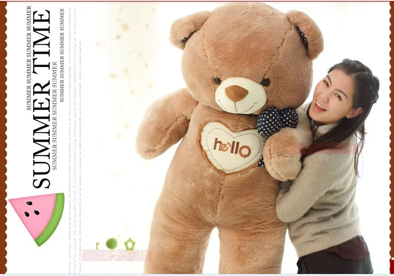 The lovely bow Teddy bear doll heart hello bear plush toy doll birthday gift brown about