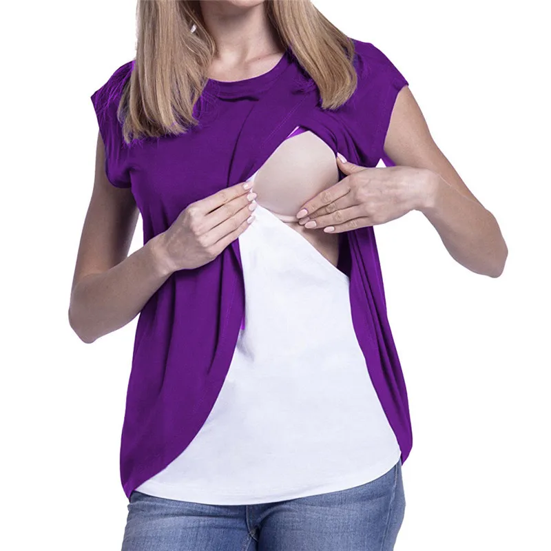 Женский топ с запахом и рукавами-крылышками, двухслойная блузка, футболка, blusas para embarazadas zwangerschaps, рубашка, Свободный Топ