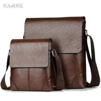 

Crossbody Bags For Men's PU Leather Shoulder Bag Casual Vintage 2 Sets Fashion Business High Quality HandBags Men Messenger Bags
