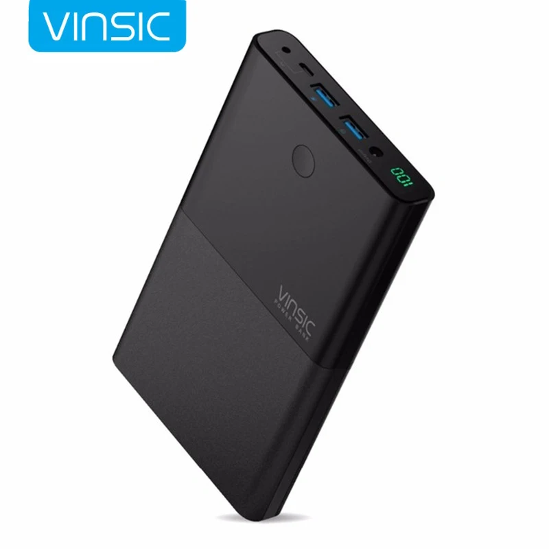 Vinsic 30000mAh Power Bank 4.8A 19V AC Output Dual USB External Battery Charger for Laptop Notebook iPhone X 8 8 Plus Smartphone