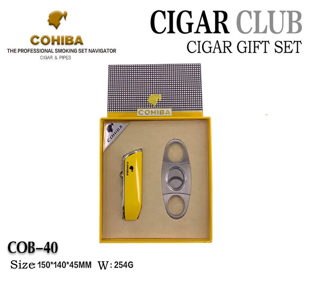 Cohiba металлическая коробка для сигар легче резак ножницы посылка Путешествия Портативная сигара отверстие открывалка Lan Сан прямой Регулируемый пламени Размеры