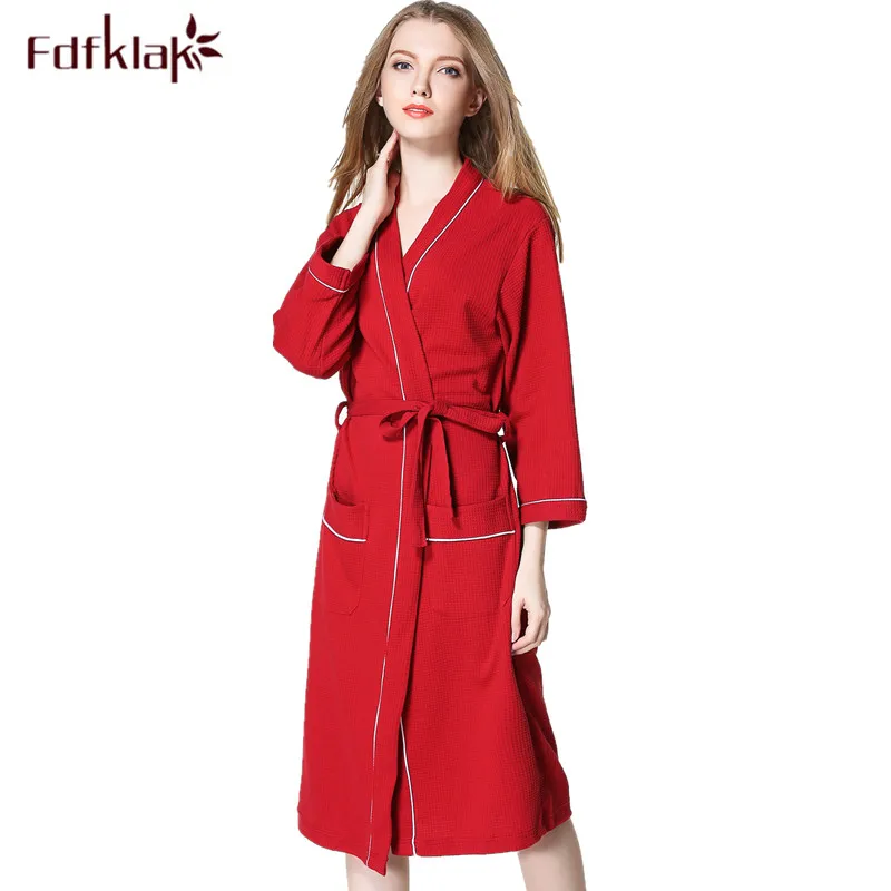 

Fdfklak New Casual men's bathrobe cotton sleepwear women robes long sleeve couple's bath robe home clothes peignoir homme