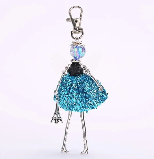 YLWHJJ женский кукольный брелок для ключей милое платье подвеска принцессы Крылья Ангела Серебряный мусор брелок для ключей для девочек модное ювелирное изделие - Цвет: Photo Color
