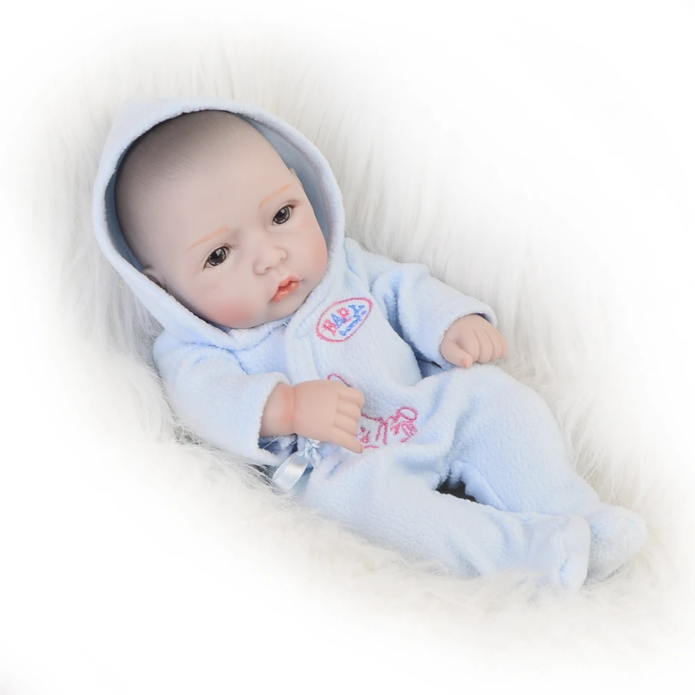 

Normal Face 11 Inch Tiny Reborn Baby Dolls Boy Full Silicone Vinyl Newborn Babies Alive Doll With Handmade Clothes For Sale