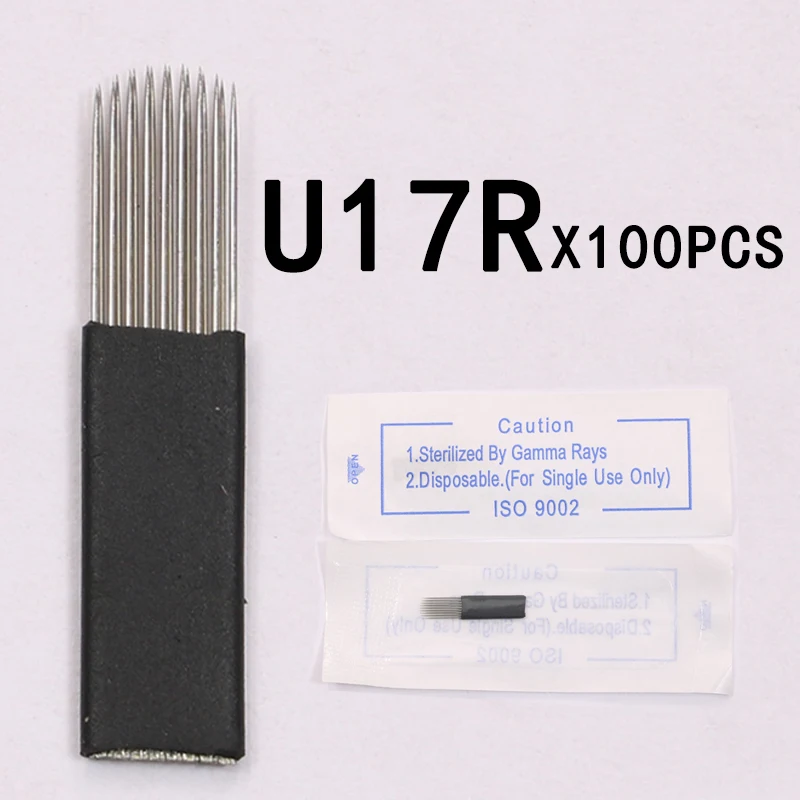 Free Shipping 17 Pin Permanent Makeup Double Tattoo Needles Blade Black 100pcs/Lot Yellow Eyebrow Manual Munsu Beauty | Красота и