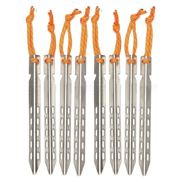 New Titanium Tent Peg V Shape titanium Spike Windproof Outdoor Camping Ground Nails Traveling Tent Accessories 1