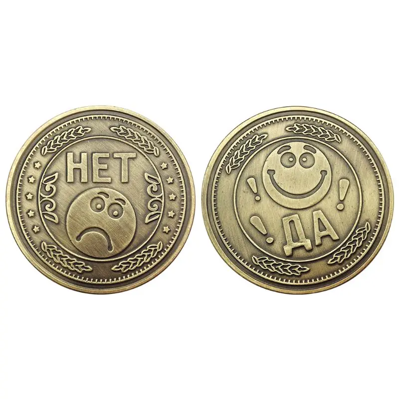 

Happy Sad Face Lucky Coin Make Decision Commemorative Badge Double Sided Embossed Plating Collection New Year Gift APR-30