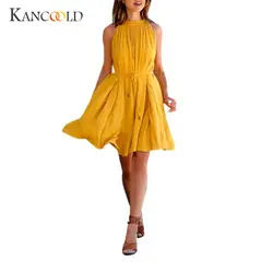 Kancoold Для женщин платье vestidos без рукавов летние платья 2018 пляжные Для женщин Вечерние Повседневные платья jan23