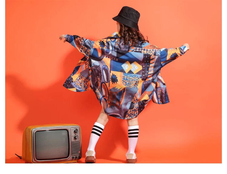 Long Sleeve New Pattern Girl Sir Hip-hop Dance Clothing Children JAZZ Korean Multi Color Suit Show Autumn Spring Clothes 180 T (11)