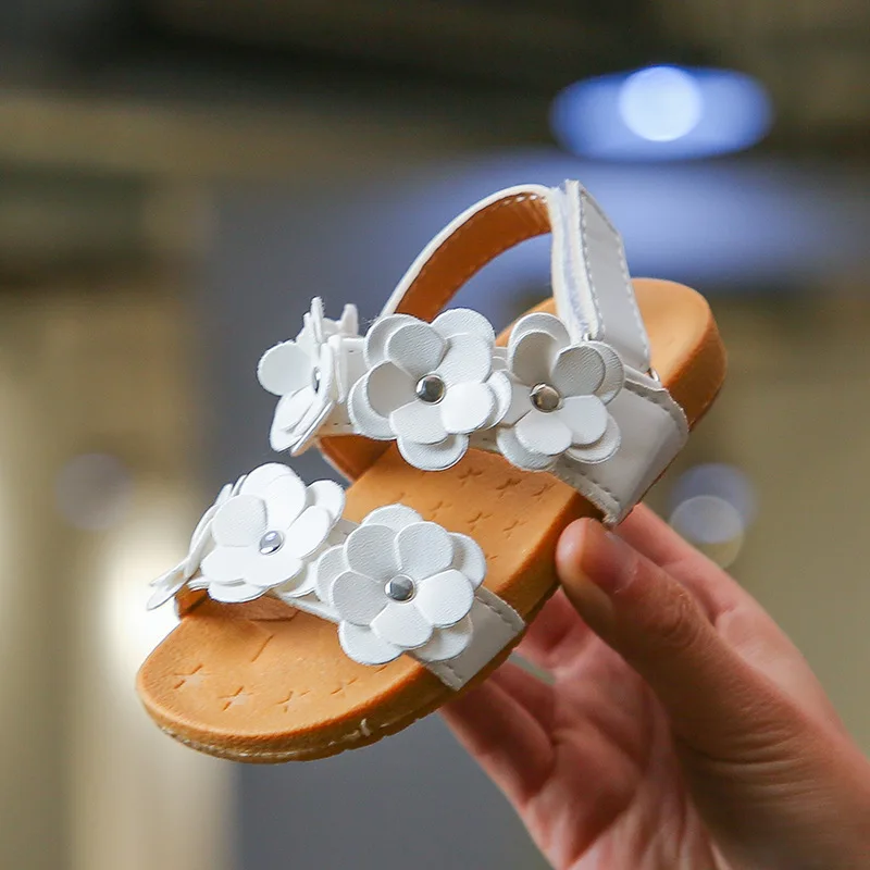 

Hot selling Toddler Baby Girls children sweet Sandals Floral Sole Kids Children Princess Sandals Shoes Beach sandales size 21-30
