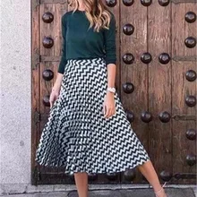 Женские плиссированные юбки до середины икры юбки Мягкая атласная ткань юбки юбка на молнии сзади