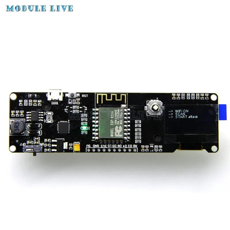 

Wemos ESP8266 ESP-12F Preflashed WIFI Development Board 0.96 inch OLED Display 18650 Shield CP2102 W/ Joystick Micro USB To TTL