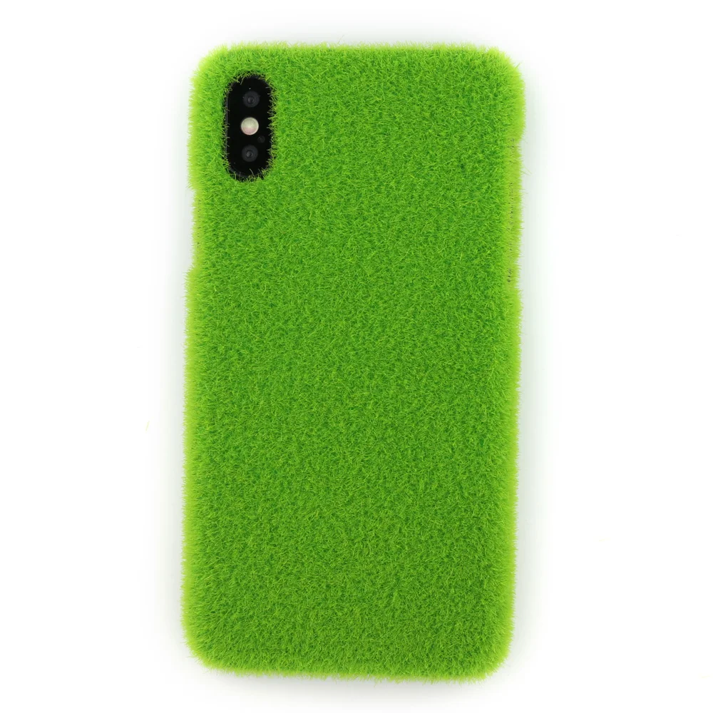 

Cute Case For iPhone X 8 8 Plus For iPhone 6 6S 7 7 Plus 3D Funny GreenGrass Lawn Plush Capa Hard Plastic Case Cover