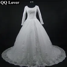 2017 New Elegant Long Sleeve Lace Vintage Empire Wedding Dress Custom Made Plus Size Bridal Gown Vestido De Noiva