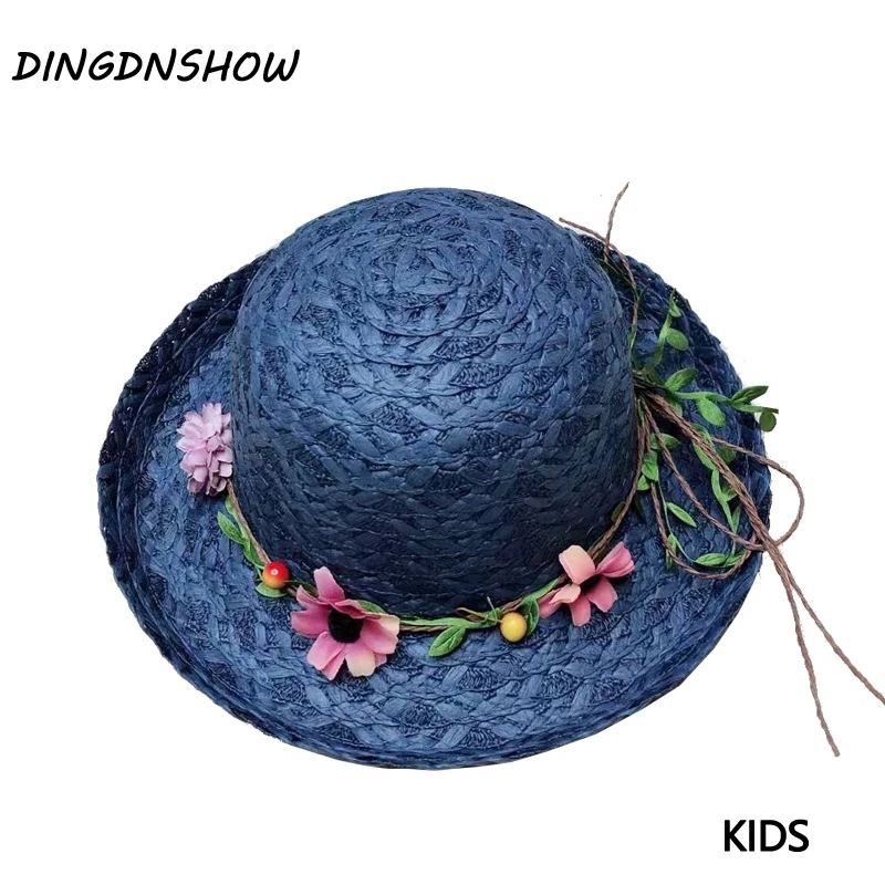 

[DINGDNSHOW] 2019 Fashion Straw Hat Wide Brim Hat Children Summer Cap Flower Beach Hats for Girls 2019 Kids Sun Hat