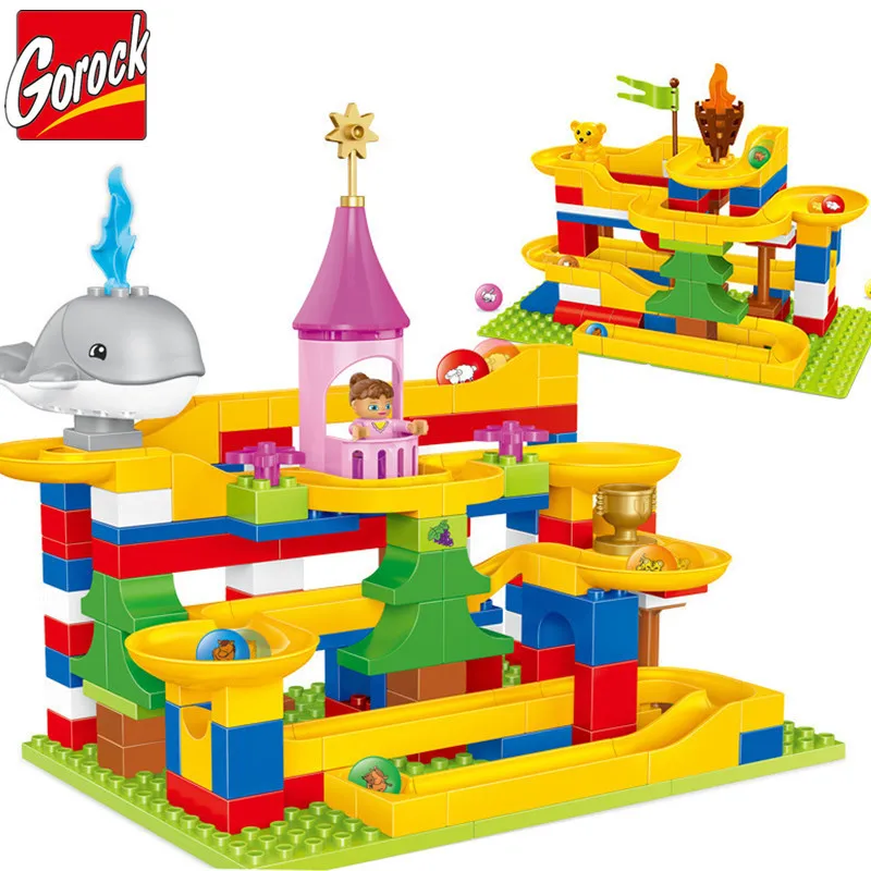 

Marble Race Run Maze Balls Rolling Building Blocks Sets Compatible LegoINGs Duplo Kids DIY Construction Bricks Toys for Children