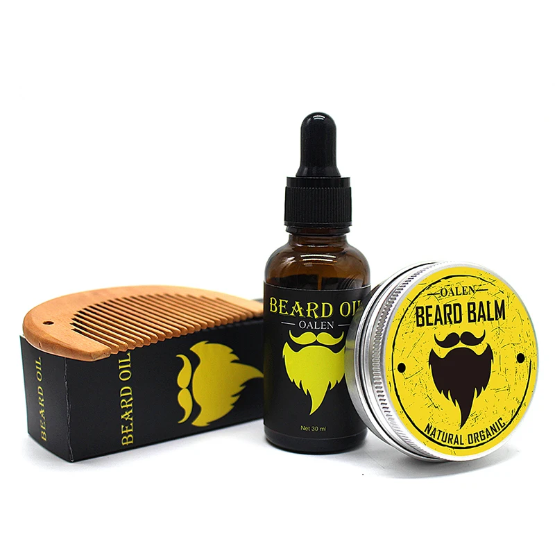 Men Moustache Cream Beard Oil Kit with Moustache Comb Brush Storage Bag