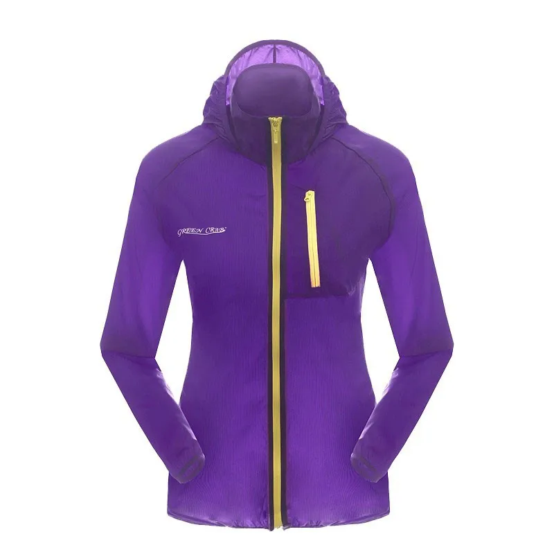 Women Green Raincoat Jacket Cycling Running Camping Hiking Anti-UV Jacket Windproof and Water-resistant Cycling Windbreak - Цвет: Сливовый