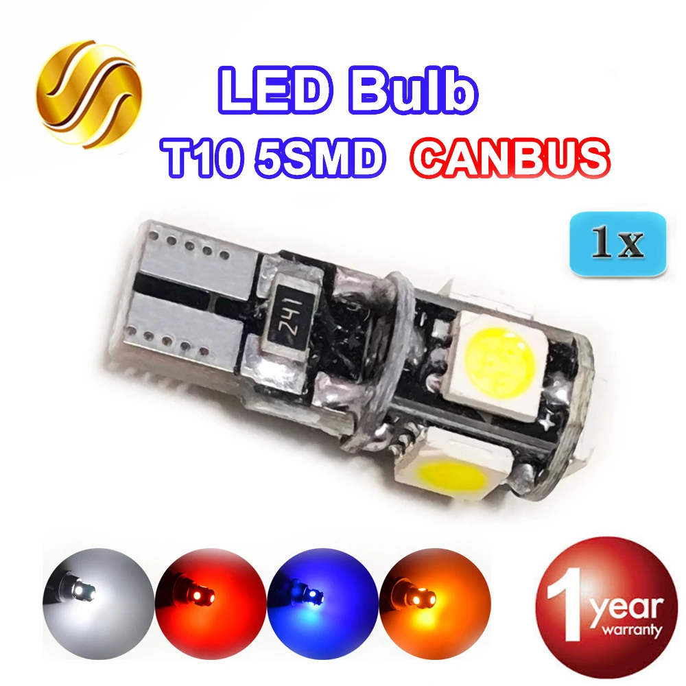 Flytop Canbus светодиодная лампочка T10 5SMD 5050 SMD W5W 194 безотказный автомобильный светильник CAN BUS автомобильная лампа белый красный синий желтый цвет