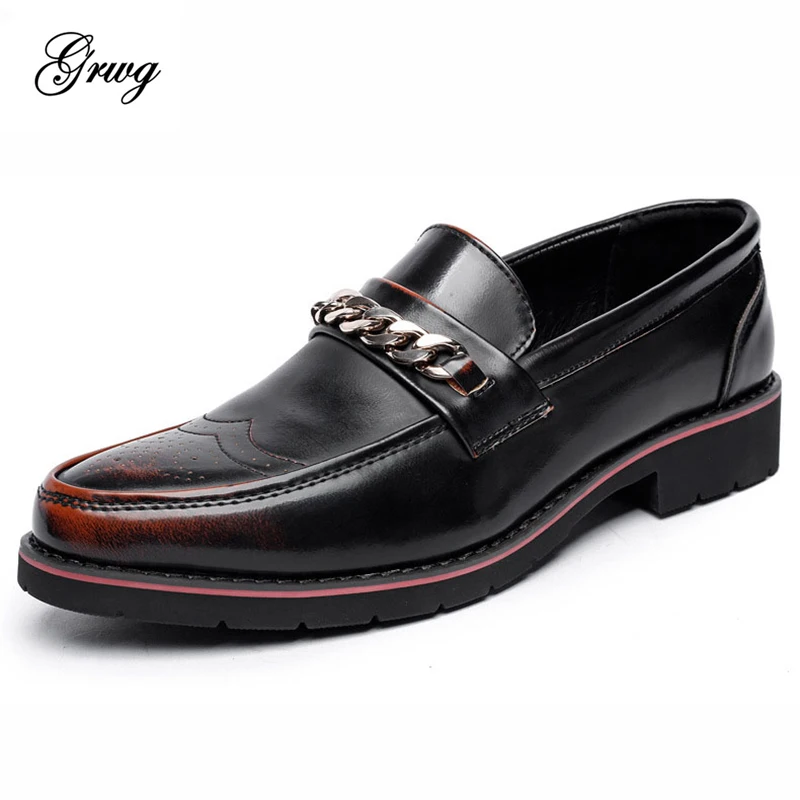 

GRWG New Spring Fashion Oxford Business Men Shoes Genuine Leather High Quality Soft Casual Breathable Men's Flats man Shoes