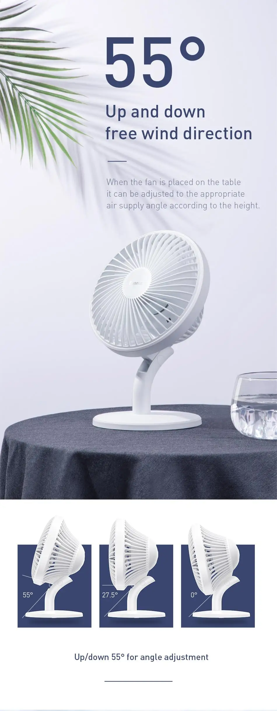 Baseus перезаряжаемый usb-вентилятор Настольный Электрический мини-вентилятор для офисных гаджетов портативный летний кулер охлаждающий вентилятор с зажимом маленький вентилятор