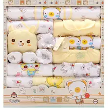 Осень-зима новые комплекты одежды для новорожденных подарок хлопок Одежда для младенцев, костюмы 18 шт. детское платье с рисунком полной Луны подарочный набор HB1013