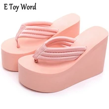 Increased 12cm Fashion Slope with Thick Crust Muffin waterproof Sandals and Slippers Slip Female High with