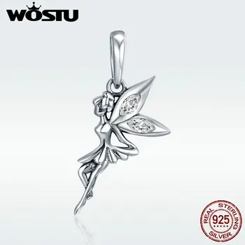 

WOSTU Authentic 925 Sterling Silver Flower Fairy Dangle Pendant Charms fit Original wst Charm Bracelets jewelry DXC359