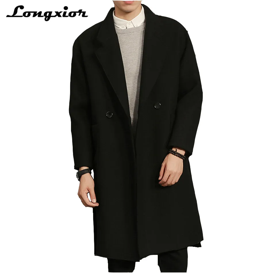 Black Trench Coat Men 2017 Autumn Winter Long Casual Jacket For Men High Quality Male Thermal Overcoat Business Coats Men JM17