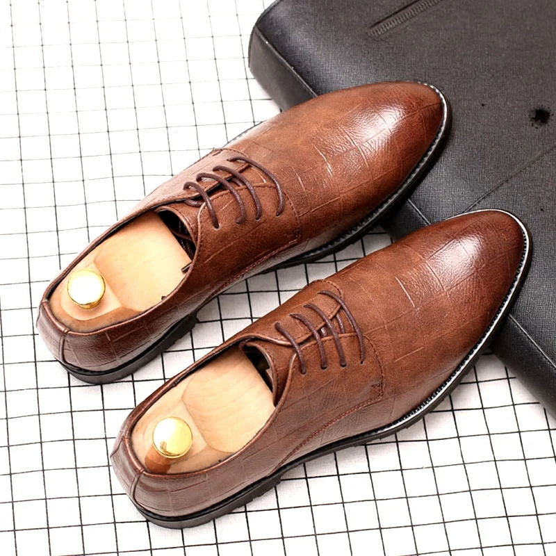Men leather shoes PU shoes lace up Dousin Partin E5231457