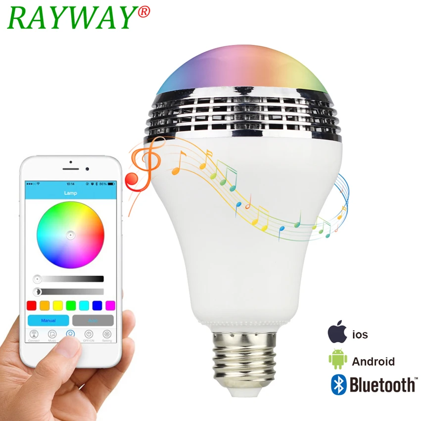 

Smart Speaker Light Bulb RGB E27 LED Wifi Bluetooth Music Bulb With APP Dimmable 5W Wireless Music Player For Living Room Party
