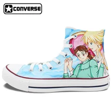 Women Men Converse Chuck Taylor Anime Shoes Howl’s Moving Castle Design Hand Painted Shoes Man Woman High Top Sneakers Gifts