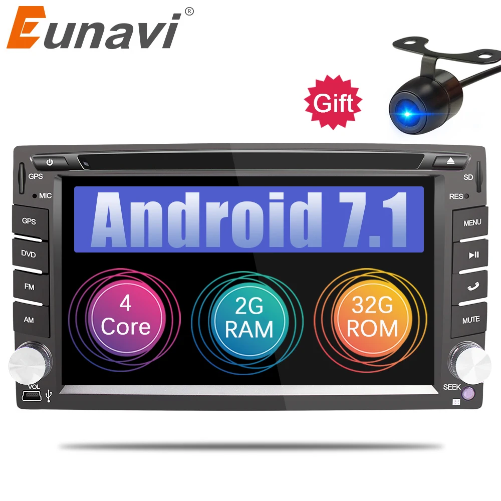 Eunavi Universal 2 Din Android 7 1 font b Car b font Dvd Player GPS wifi