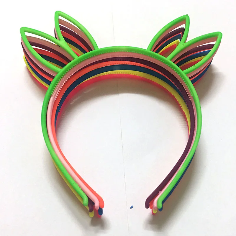 Neon Color Plastic Cat Ears Headbands Girls Bright Color Hairbands