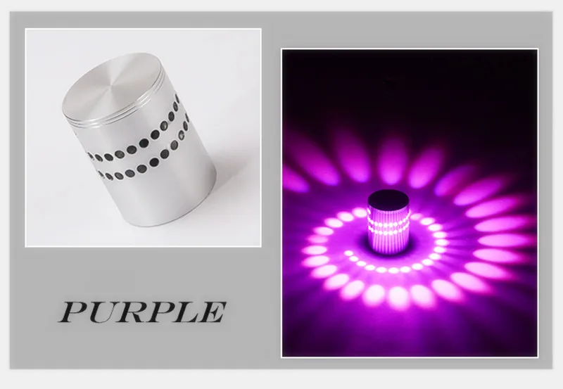 Креативный Мини светодиодный настенный светильник 3 Вт RGB пульт дистанционного управления Декор для гостиной KTV бар алюминиевый полый цилиндрический AC85-265V светодиодные настенные лампы - Цвет абажура: Purple