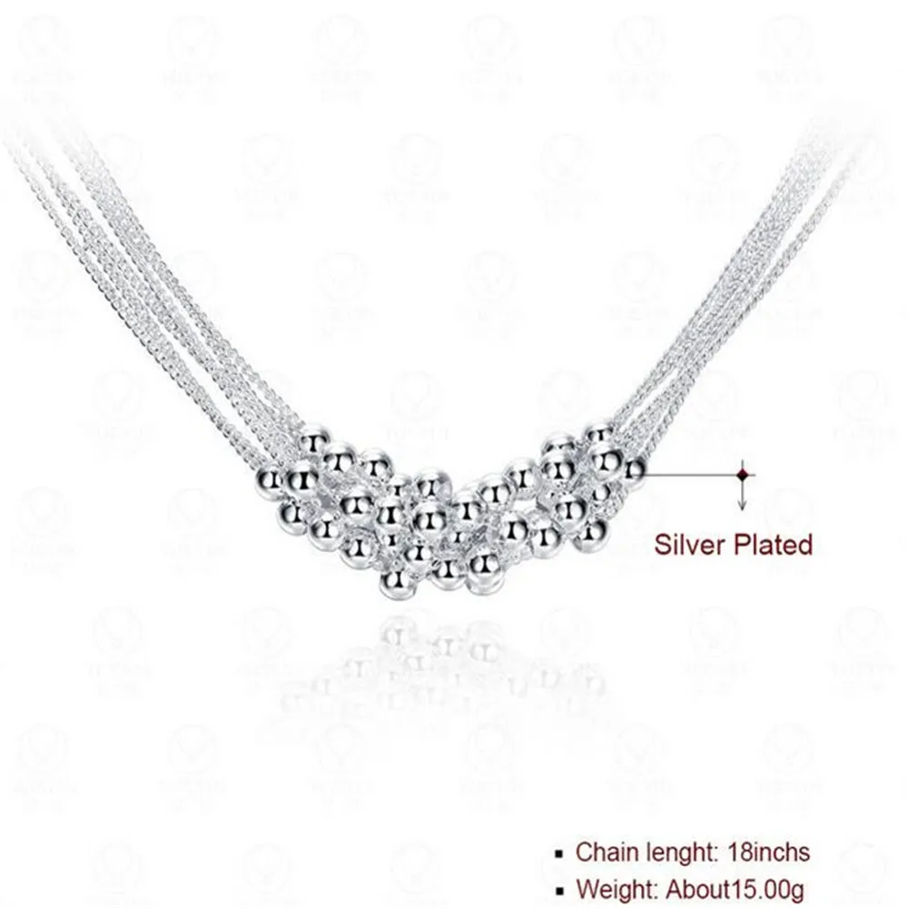 С серебряным покрытием Цепочки и ожерелья s& Подвески, ювелирных изделий из серебра 925, Filve линии бусы Цепочки и ожерелья