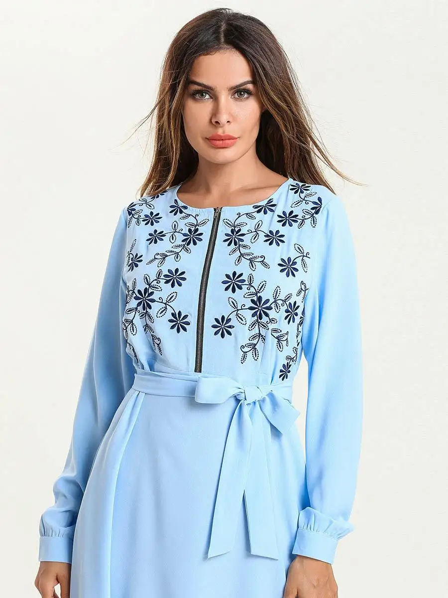 Мусульманское длинное платье для кормления грудью элегантные женские этнические шикарные Цветочные Макси платья с вышивкой 2019 для
