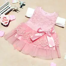 Новое Стильное нарядное платье-пачка принцессы с цветочным принтом и кружевным бантом для маленьких девочек, одежда, S01