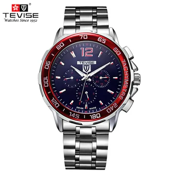 

TEVISE Automatic Mechanical Watches Mens Self Wind Auto Date Month Week Stainless Steel Strap Luminous Analog Wristwatches 356
