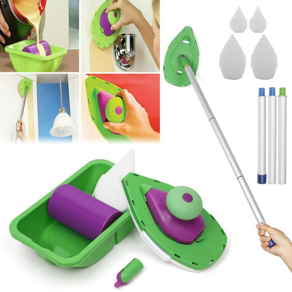 

Point And Paint Roller and Tray Set Household Painting Brush Decorative Tool +3PCSPaint Sticks+ 4PCS Sponge A609