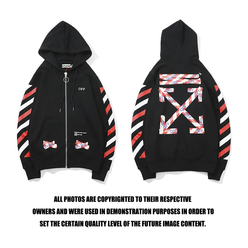 

2019 New Arrival Off White Hoodies & Sweatshirts Ow Full Standard Zipper Regular Hooded Casual Short Print Regular A004
