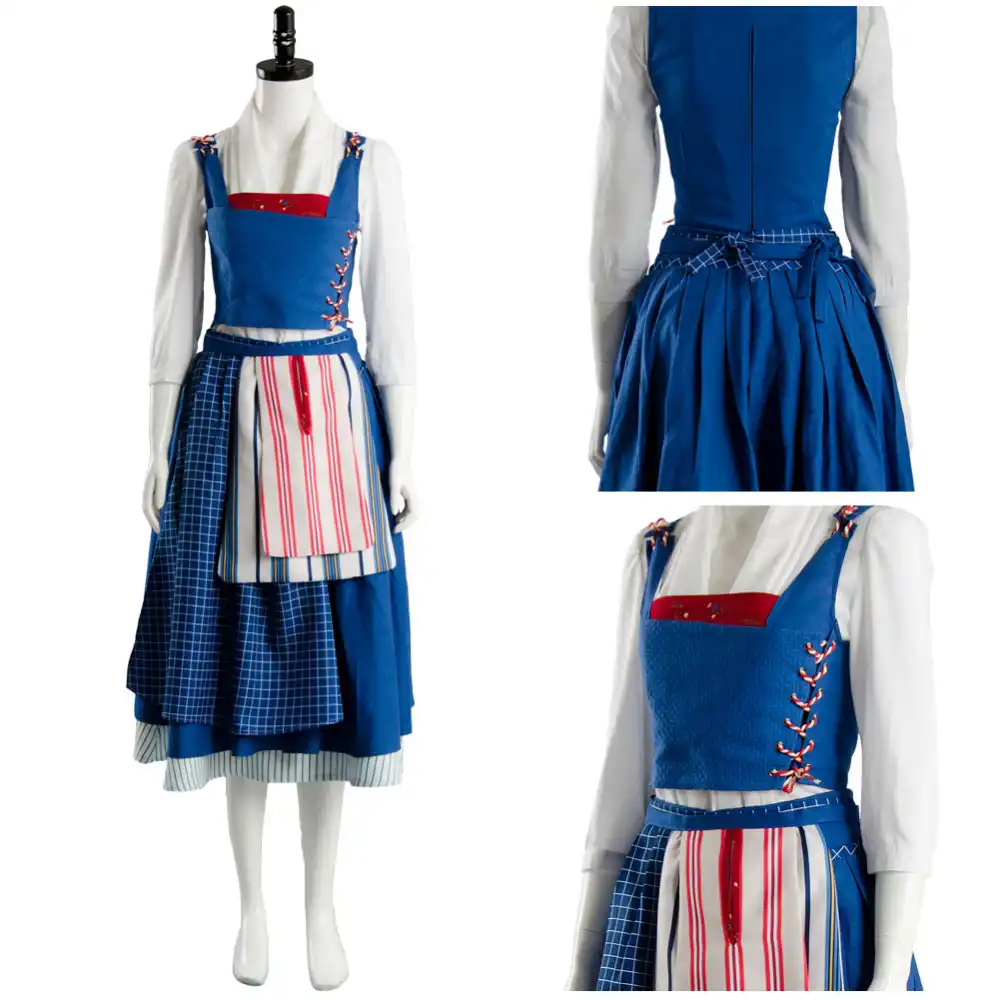 Movie Beauty And The Beast Belle Costume Maid Blue Dress Emma Watson Cosplay Costume Blue Dress Princess Belle Housemaid Costume Princess Belle Princess Belle Costumebelle Blue Dress Costume Aliexpress