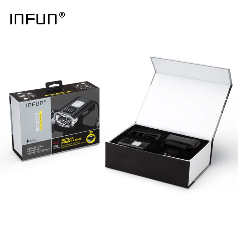 Excellent INFUN GT200 Bike Front Headlight Cycling Bicycle Rechargeable Flashlight 2200 Lumen 9