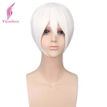 Yiyaobess синтетический короткий прямой розовый желтый серебряный серый Блондин Красный Фиолетовый Черный Коричневый Золотой Белый Синий боб парик косплей