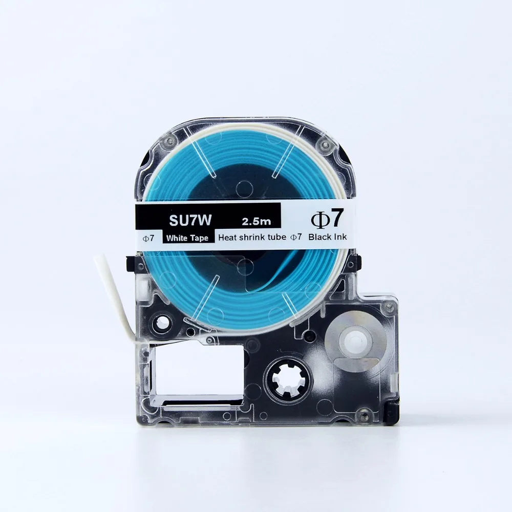 

7mm SU7W label tapes Black on White heat shrink tube tapes for LW-400 LW-700P label printers