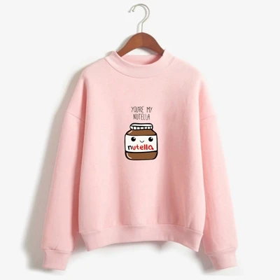 Для женщин Harajuku толстовки корейской моды вы мой Nutella печатных Kawaii Толстовка Kpop Befree moletom feminino ropa - Цвет: pink