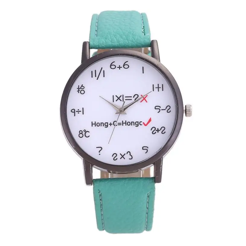 Новое поступление женские часы милые математические формулы каракули кожаный ремешок наручные часы Horloge аналоговые Relogio