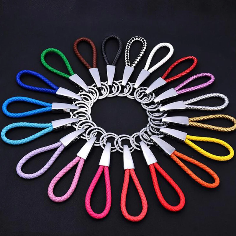

New 5 Pcs Colorful PU Leather Braided Rope Key ring Bag Pendant Key Holder Car Key Chain Fashion Gift Men Women Keychains